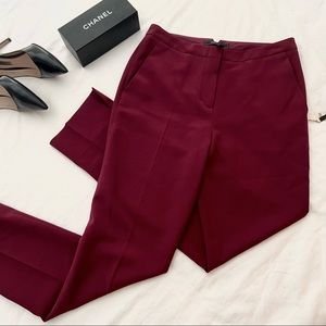{bcbgmaxazria} dark fuchsia tarik straight leg tailored trouser